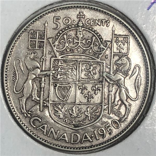 1950 King George VI 50 Cents Half Design
