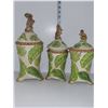 Image 1 : Lot Of 3 Monkey Ceramic Canisters (One Has Some Damage)