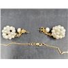 Image 2 : Vintage 14K Gold and Pearl Necklace and Earrings Set