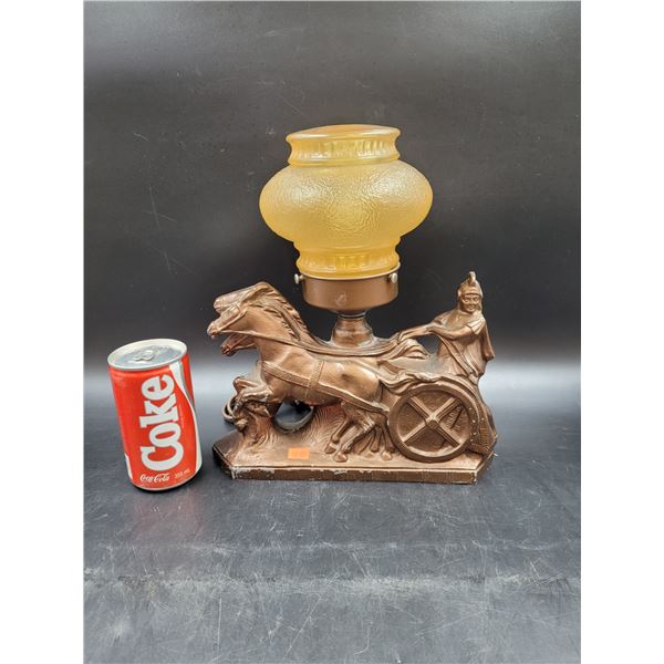 Vintage Art Deco Gladiator Horse Chariot Lamp