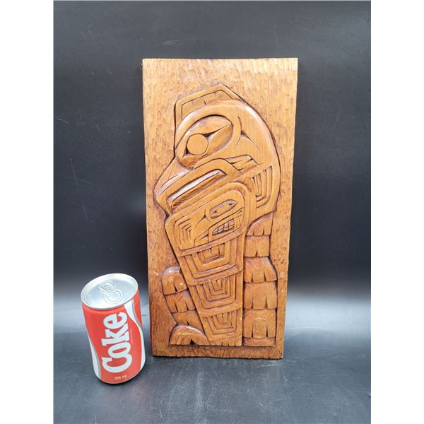 Vintage Signed Native Thunderbird with Serpent Mask on Wing Carving