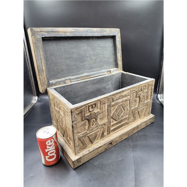 African Carved Wood Chest