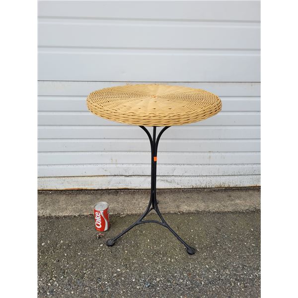 Rattan and Black Metal Table