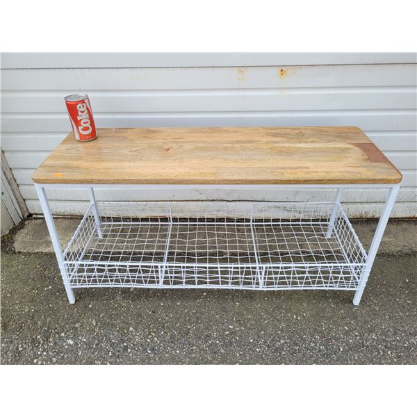 Wire and Wood Bench Shoe Rack