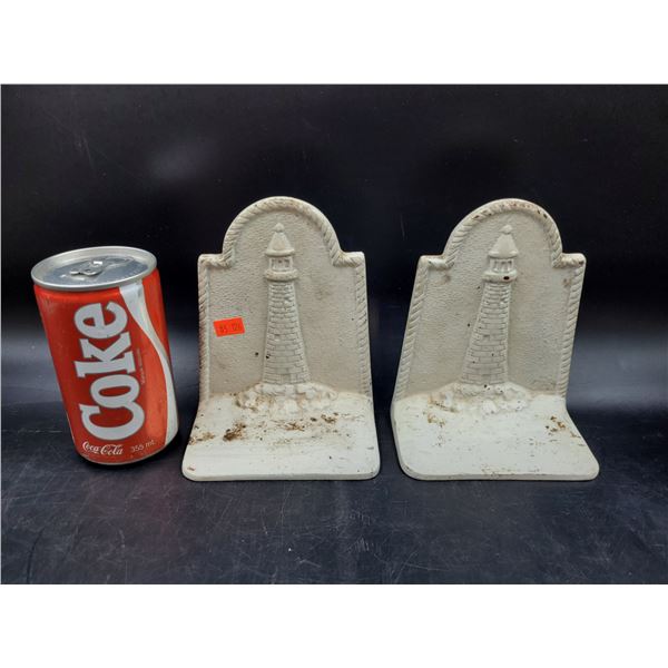 Cast Iron Lighthouse Bookends