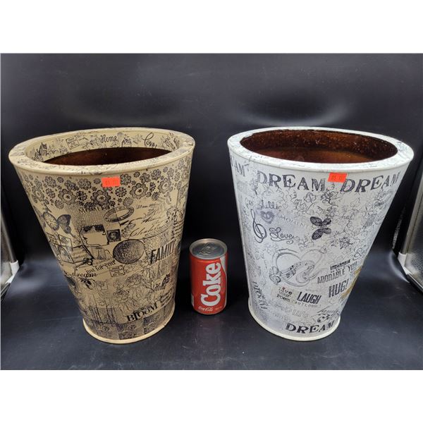 Hand Painted and Glazed Trash Cans