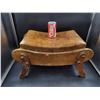Vintage Wood and Leather Ottoman