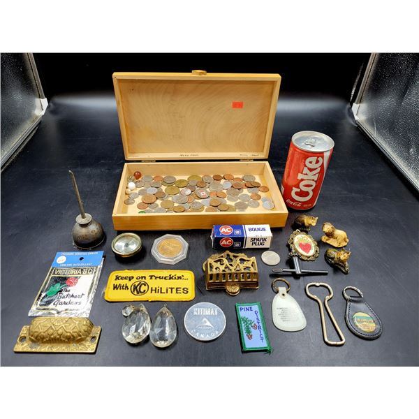 Vintage Smalls with Wood Storage Box