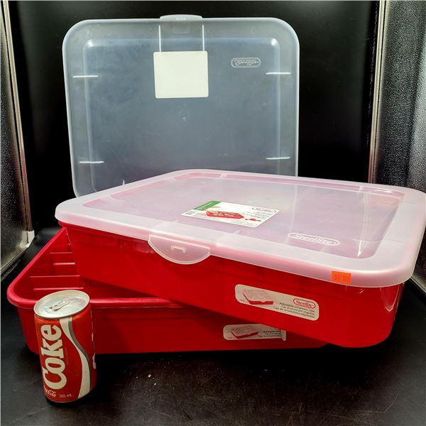 2 Sterilite Lidded Compartment Storage Boxes