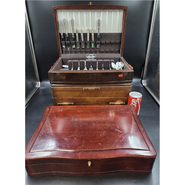 Wooden Cutlery Storage Boxes and Some Cutlery