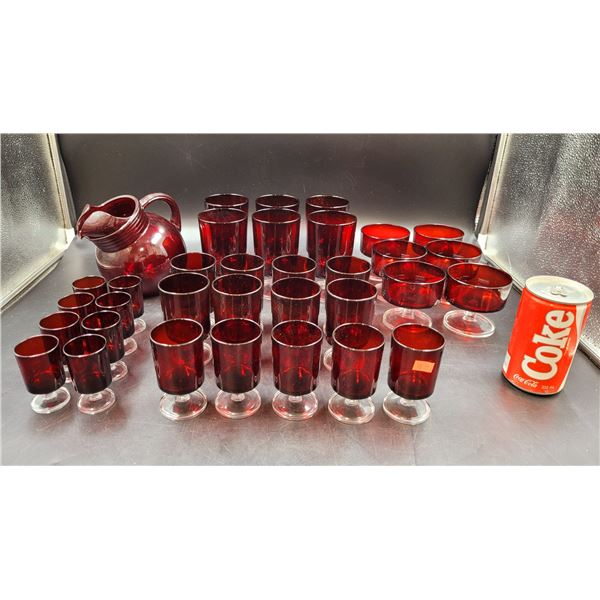 Vintage Ruby Red Glasses