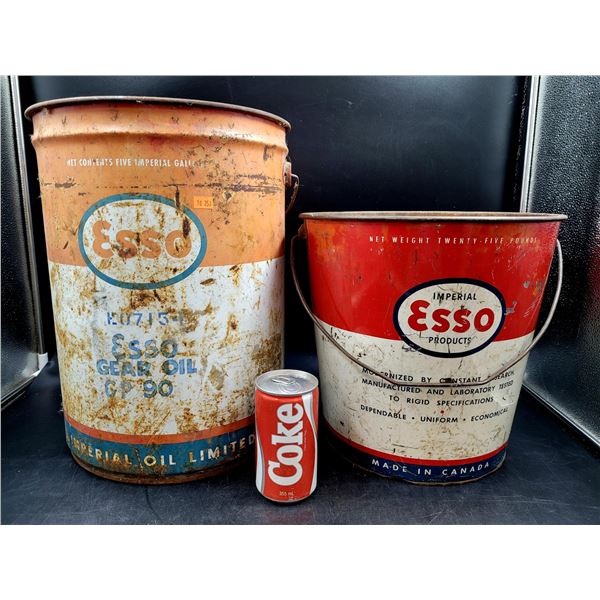 Vintage Esso Oil Can and Pail