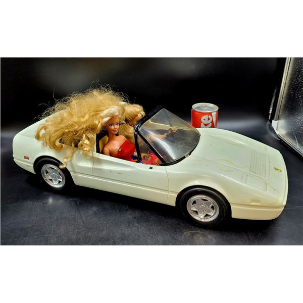 Vintage 1986 Mattel Barbie White Ferrari 328 Convertible Car 21"