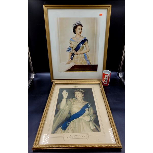 2 Vintage Framed Queen Elizabeth II Photographs