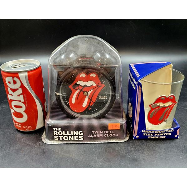 The Rolling Stones Twin Bell Alarm Clock & Pewter Emblem Glass