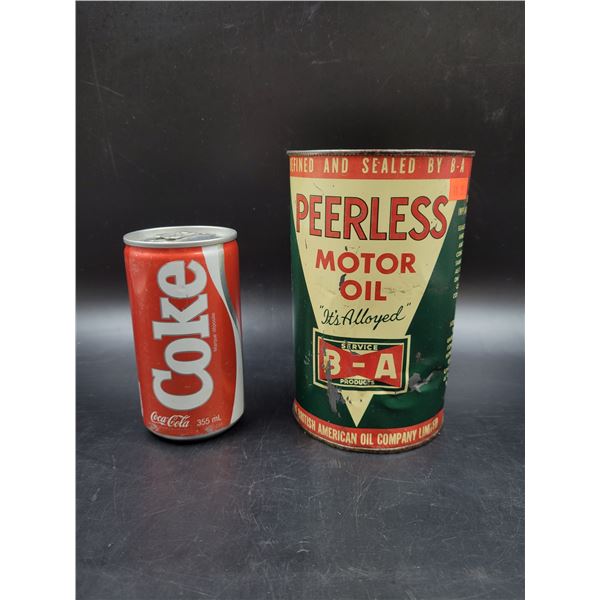Vintage BA Peerless Motor Oil Can