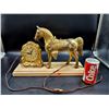 Vintage United Clock Corp Western Brass Horse Mantle Clock