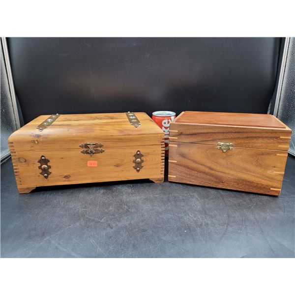 2 Vintage Wooden Storage Boxes