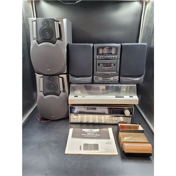 JVC UX-T1 Micro Component System, Realistic Automatic Turntable, and Technics Stereo Receiver