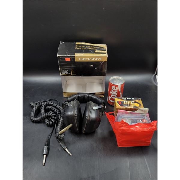 Vintage Genexxa Stereo Headphones and Blank Cassettes