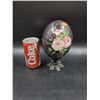 Image 1 : Hand Painted Floral Ostrich Egg with Stand