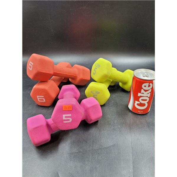3 Sets Of Rubber Dumbbells