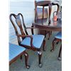 Image 2 : Victorian Solid Mahogany Carved Blue Patterned Dining Set