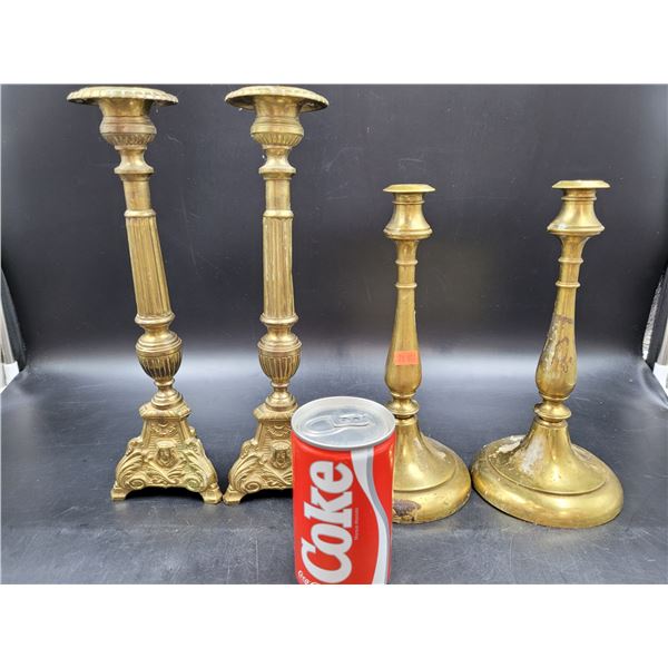 2 Vintage Brass Candle Holder Sets