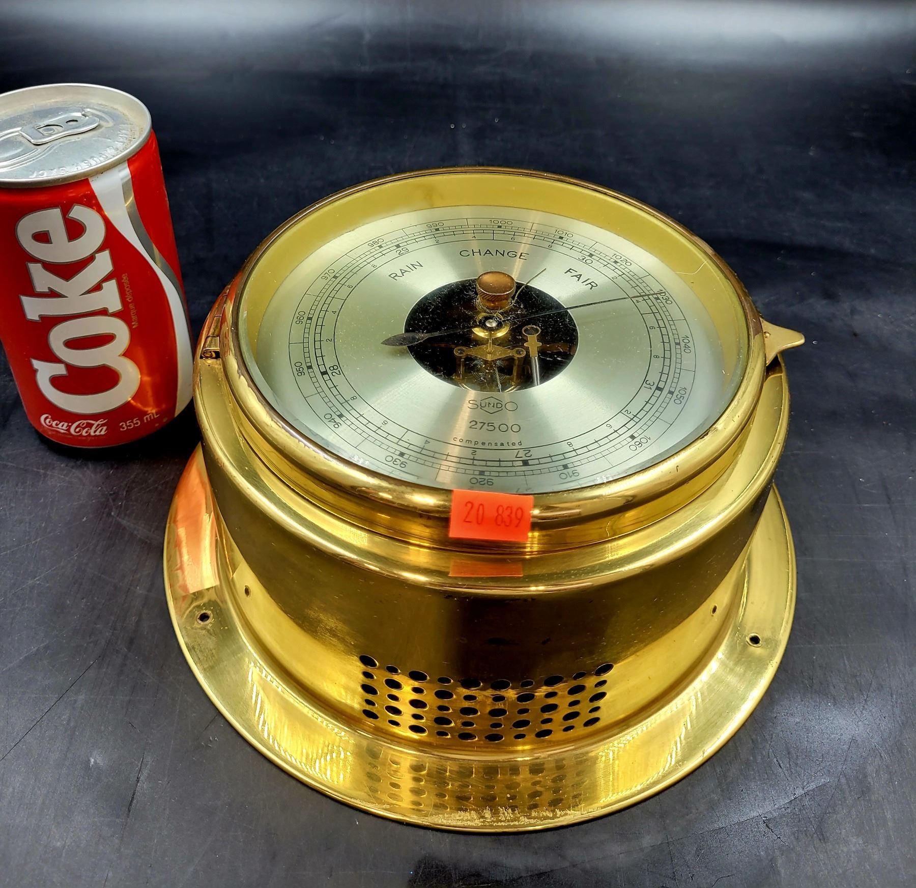 Vintage Brass Sundo 27500 Rain Change Fair Barometer