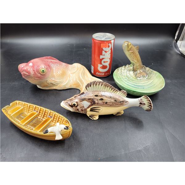 Porcelain Fish Décor and Wade Boat with Seagull