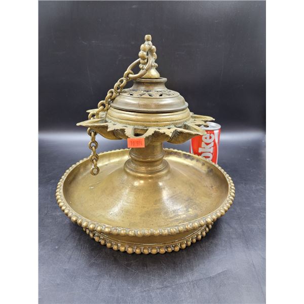 Victorian Brass Hanging Oil Lamp