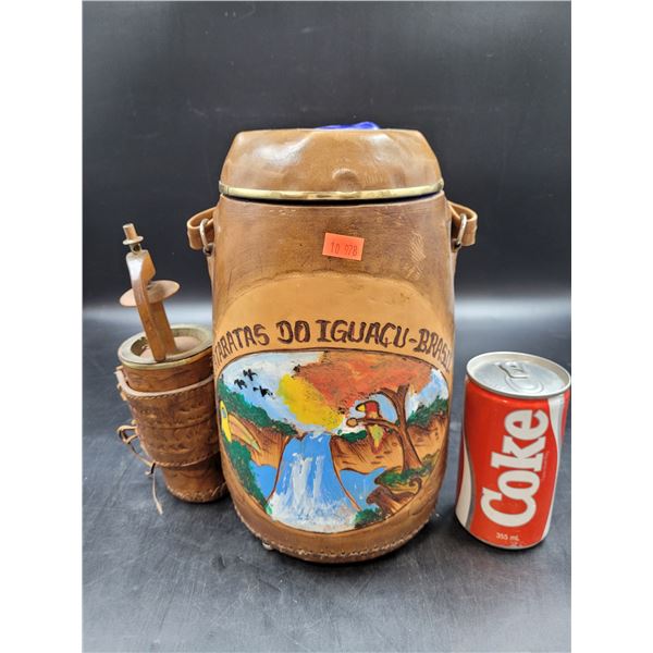 Vintage Leathet Water Bottle Made In Brazil