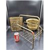 Image 1 : Vintage Brass Garbage Can, Planter & Magazine Rack