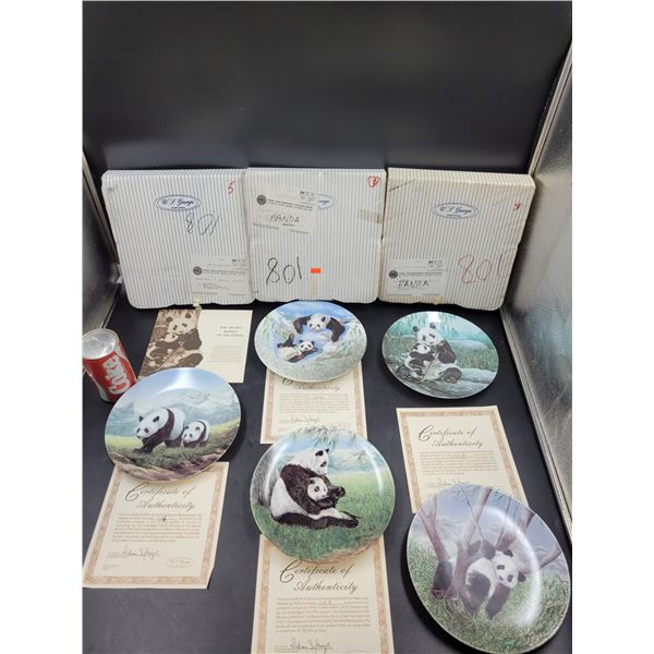 Vintage W.S George Fine China Panda Collectors Plates w/ Certificates Of Authenticity