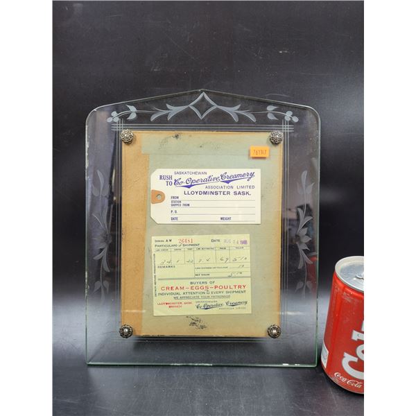 Vintage Glass Framed Company Shipping Labels