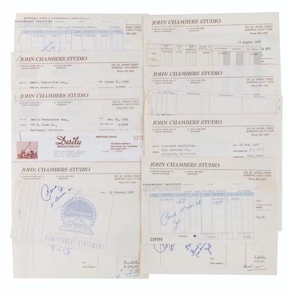 A Collection of Spock Ear and Bald Cap Invoices.