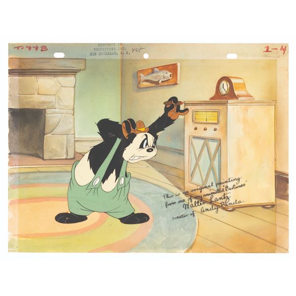 A Papa Panda Production Cel with Terrytoons Background.