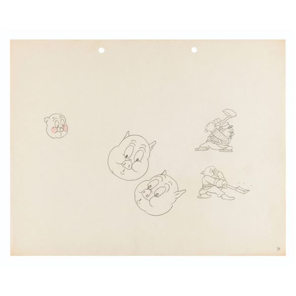 An Early Production Drawing of Porky Pig.