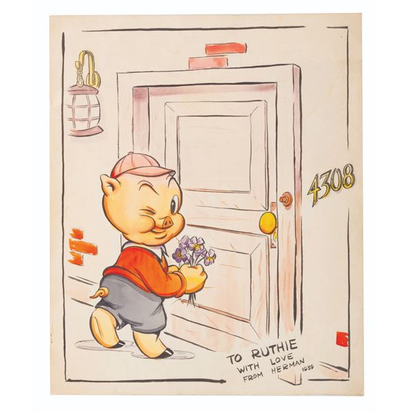 An Original 1939 Porky Pig Drawing.