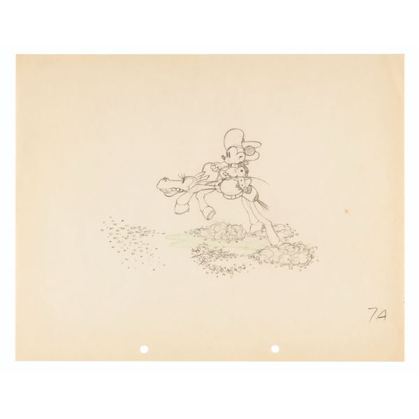 An Original Production Drawing from "Two-Gun Mickey."
