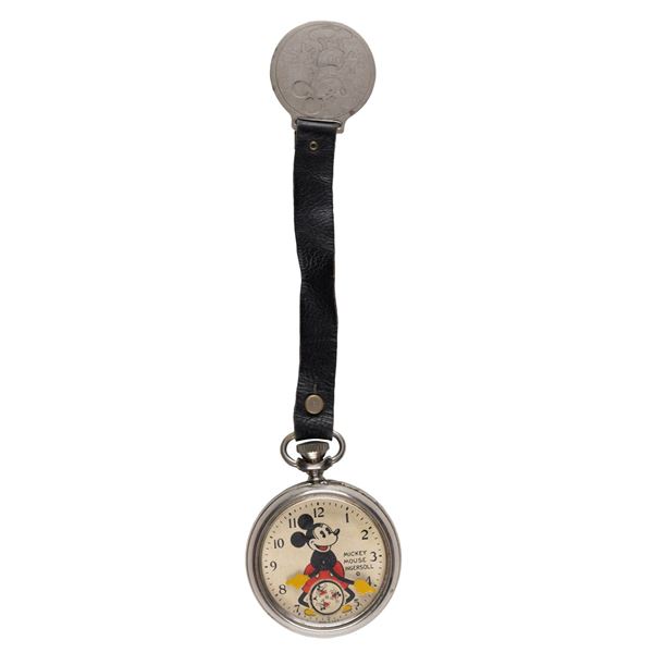An Ingersoll Mickey Mouse Pocket Watch and Fob.