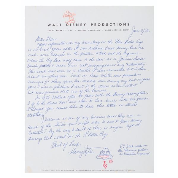 Harry Tytle's Letter on 3 Little Pigs Jewish Wolf Edit.