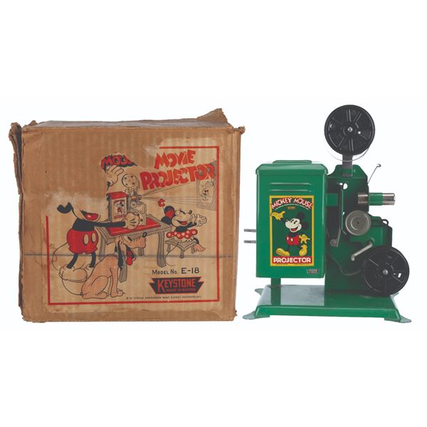 A Mickey Mouse Movie Projector with Box.