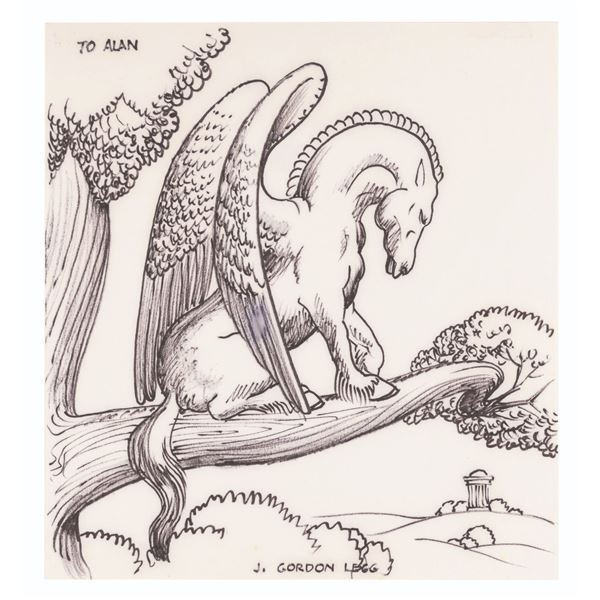 A "Fantasia" Pegasus Drawing Signed By J. Gordon Legg.