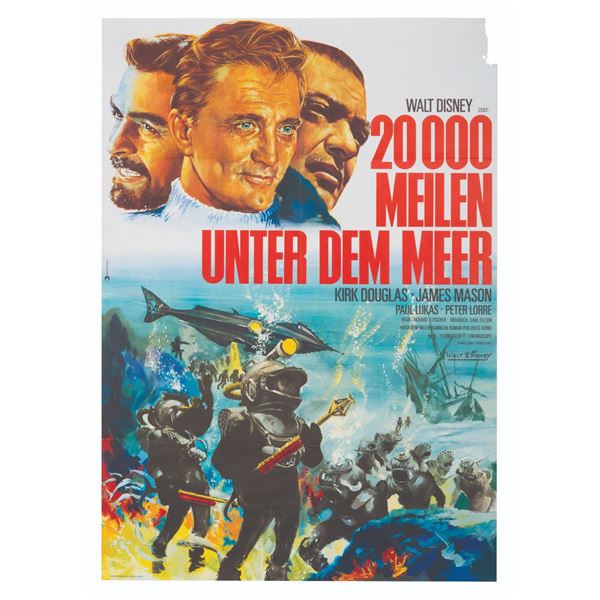 A "20,000 Leagues Under the Sea" German Reissue Poster.