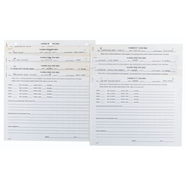 A Set of Disneyland Maintenance Job Sequence Forms.