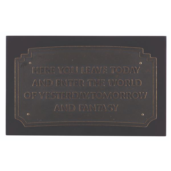 A Limited Edition Disneyland Entrance Plaque.