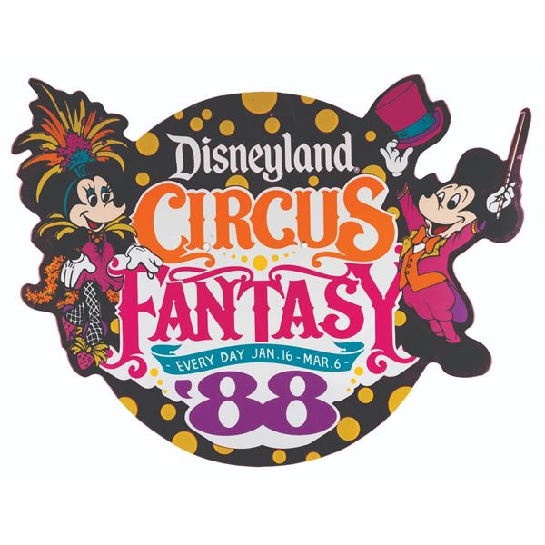 A Disneyland Circus Fantasy '88 Lamppost Sign.