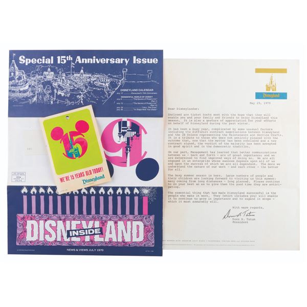 A Trio of Disneyland 15th Anniversary Items.