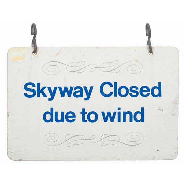 A "Skyway Closed due to wind" Sign.